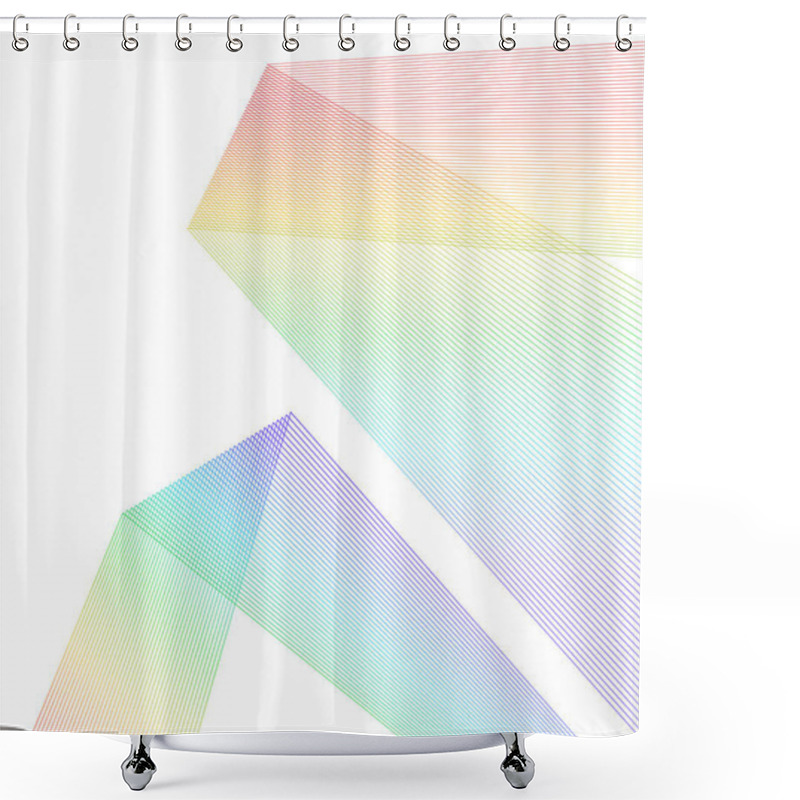 Personality  Design Element Curved Sharp Corners Wave Many Lines. Abstract Vertical Broken Stripes On White Background Isolated. Creative Line Art. Vector Illustration EPS 10. Colors Line Created Using Blend Shower Curtains