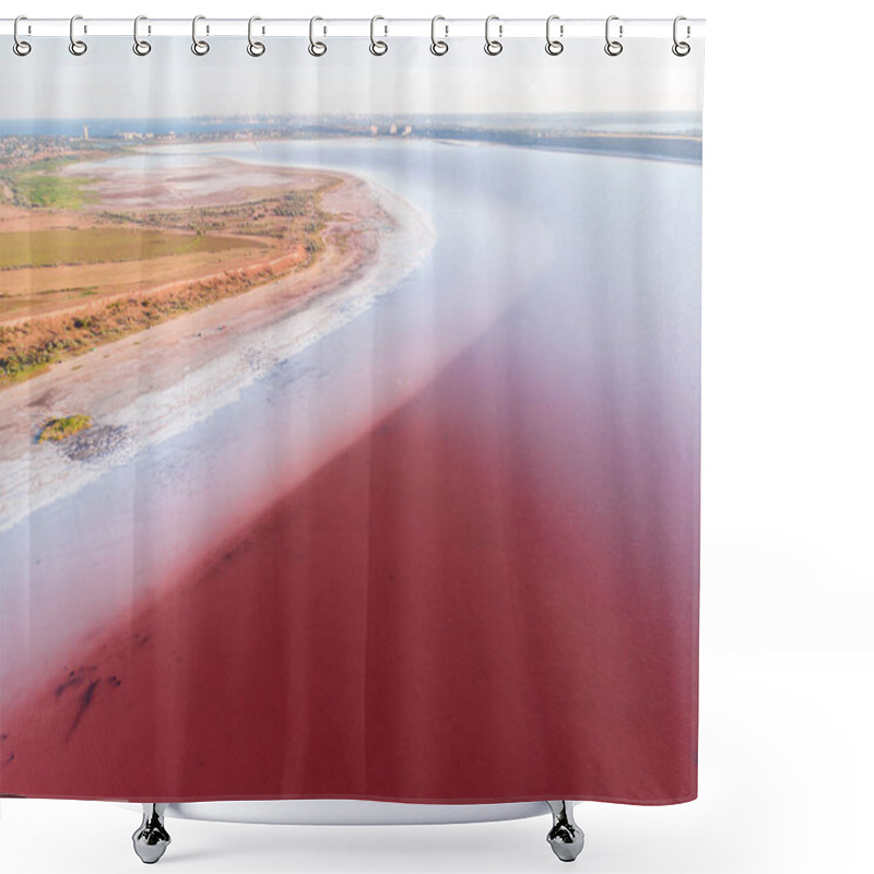 Personality  White Salt Shores Of Red Kuyalnik Liman In Ukraine, Odessa At Summer Shower Curtains