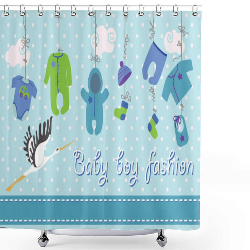 Personality  Newborn Baby-boy Clothes Hanging On The Rope.Baby Fashion Shower Curtains