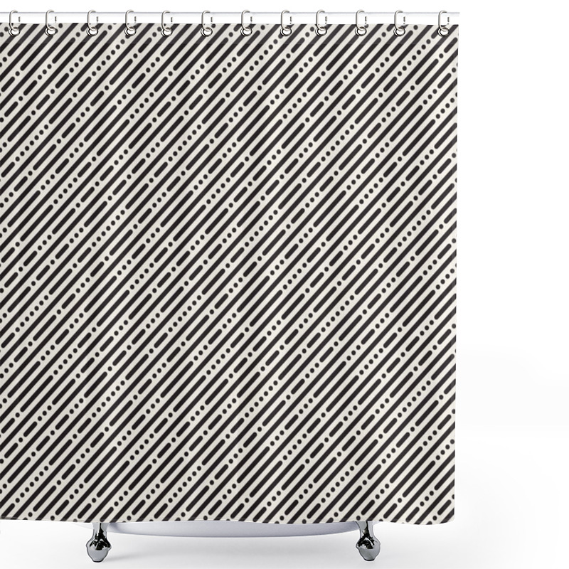 Personality  Vector Seamless Stripes Pattern. Modern Stylish Texture With Monochrome Trellis. Repeating Geometric Grid. Simple Lattice Graphic Design. Shower Curtains