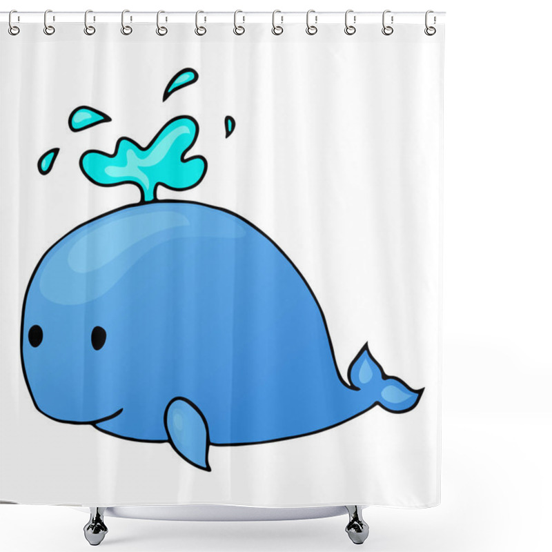 Personality  Whale Cartoon Isolated Shower Curtains