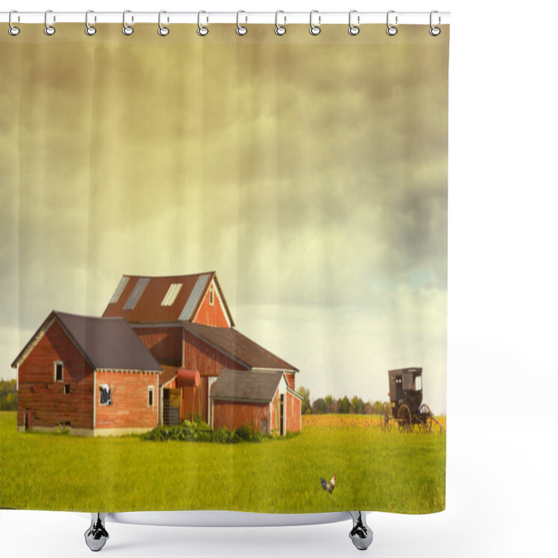 Personality  Pennsylvania Farmland With Rainy Sky Shower Curtains