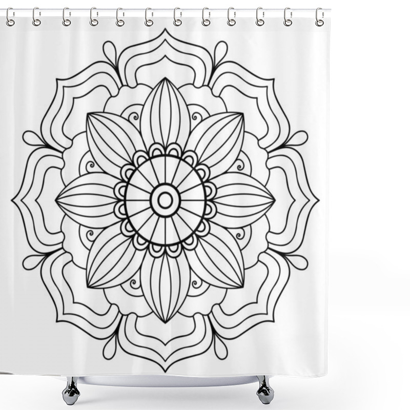 Personality  Hand Drawn Outline Mandala Art. Vector Illustration Isolated On A White Background For Coloring Page, Meditation, Print And More. Shower Curtains