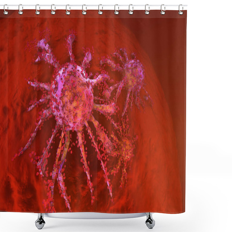 Personality  A Growing Cancer Cell Spreading On Healthy Tissue Shower Curtains