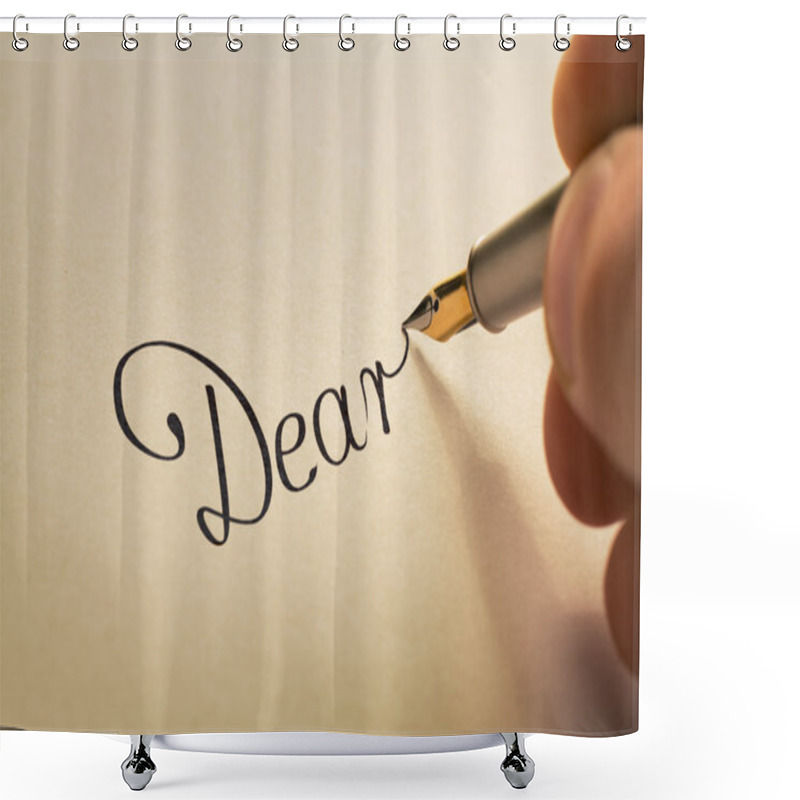 Personality  Handwriting Letter With Pen Shower Curtains