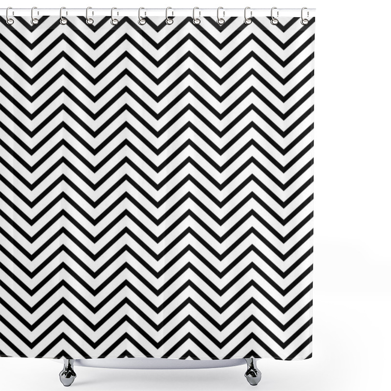 Personality  Seamless Vector Pattern With Zigzag White And Black Lines Shower Curtains