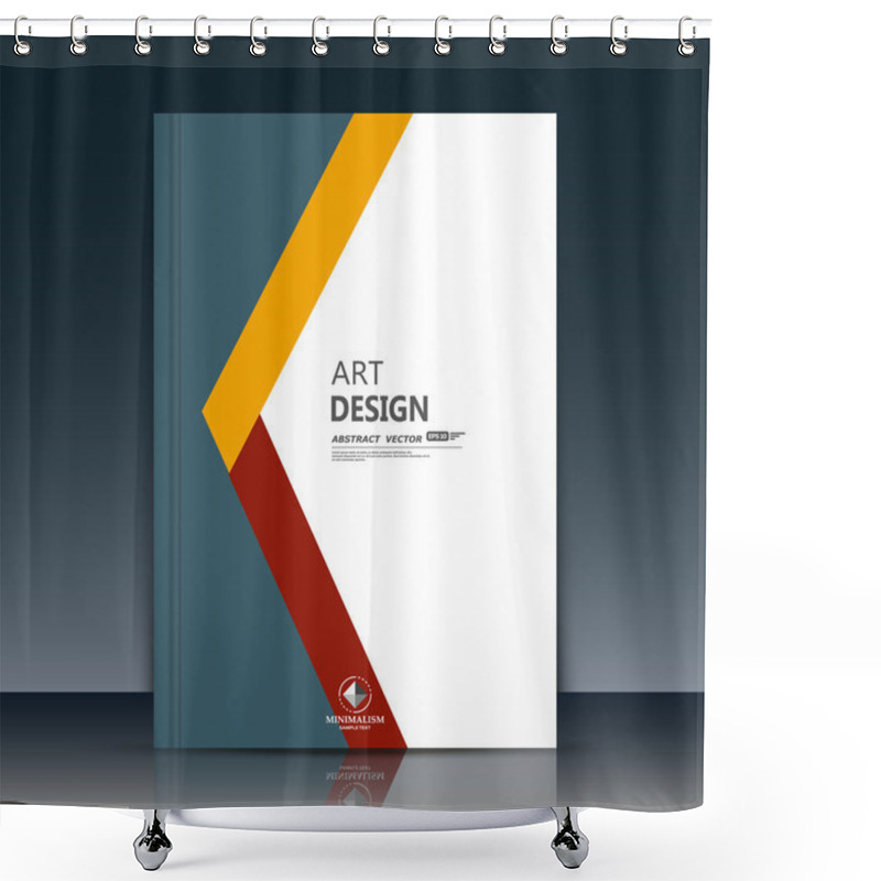 Personality  Abstract Composition. Grey, White Brochure Cover. Yellow, Red Section Title Sheet. Creative Logo Figure Flyer Fiber. Ad Banner Form Texture. Text Frame Surface. EPS10 Label Icon Backdrop. Vector Art Shower Curtains