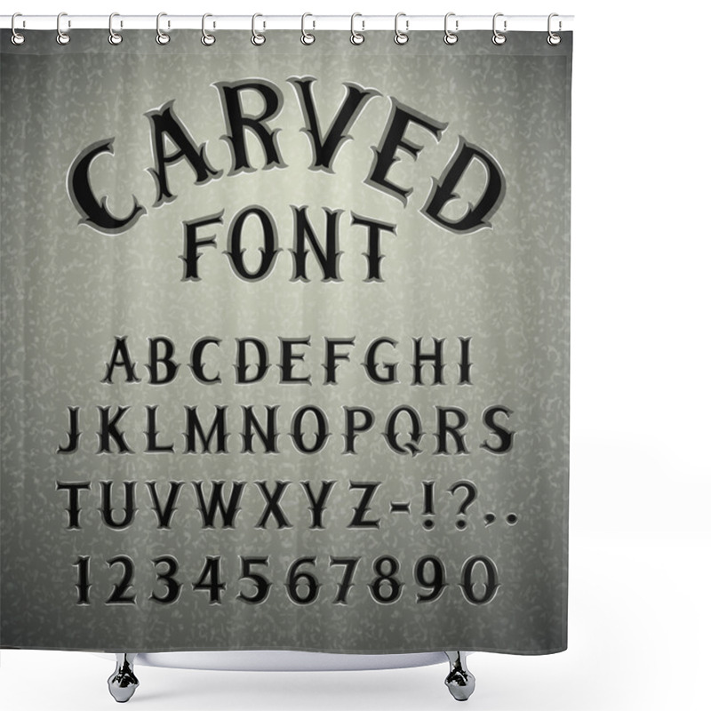 Personality  Font Carved In Stone Shower Curtains