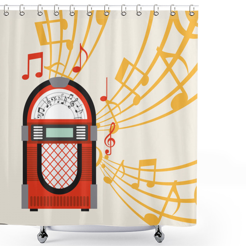 Personality  Jukebox Poster Design Shower Curtains