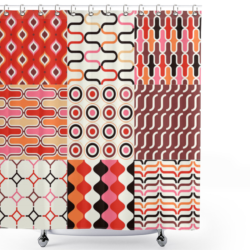 Personality  Retro Geometric Pattern Set Shower Curtains