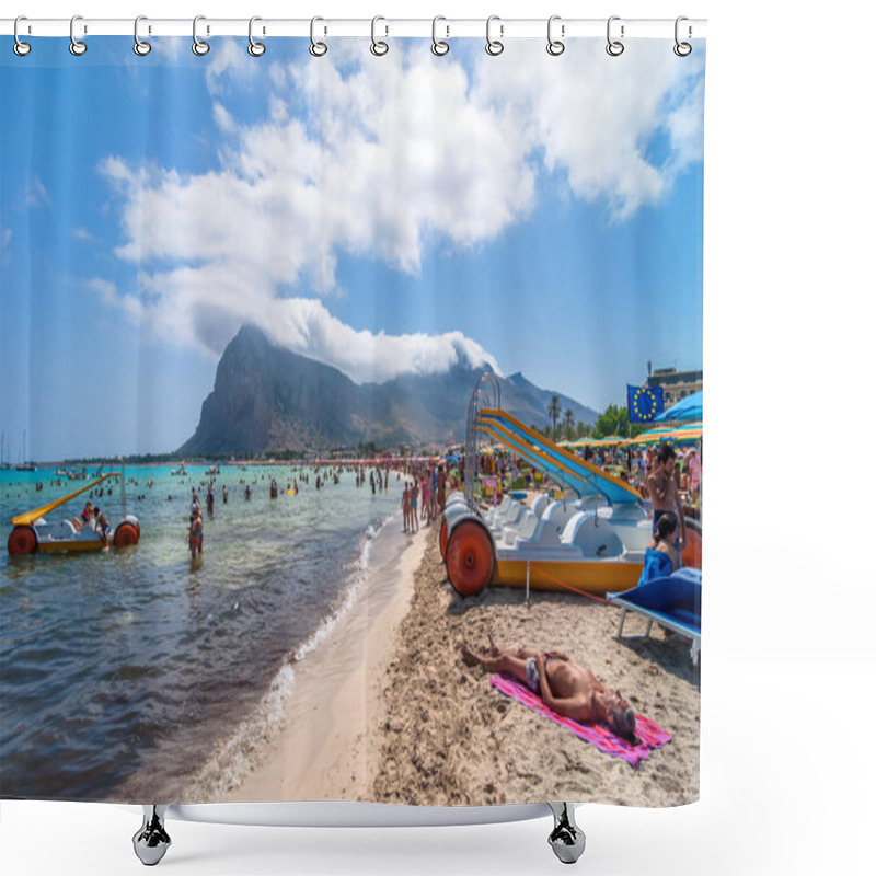 Personality  Beach And Mediterranean Sea In San Vito Lo Capo, Sicily, Italy Shower Curtains