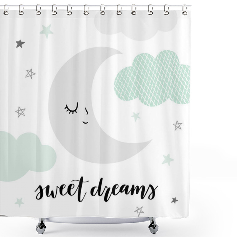 Personality  Sweet Dreams Cartoon Pattern, Vector Illustration Shower Curtains