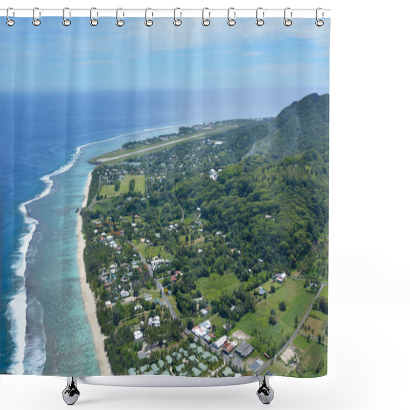 Personality  Aerial Landscape View Of Rarotonga Coral Atoll In The Cook Islan Shower Curtains