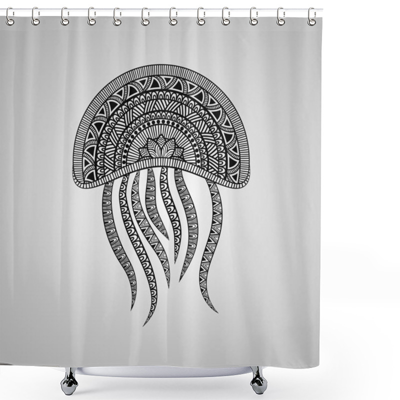 Personality  Jellyfish In  Tattoo Style Shower Curtains