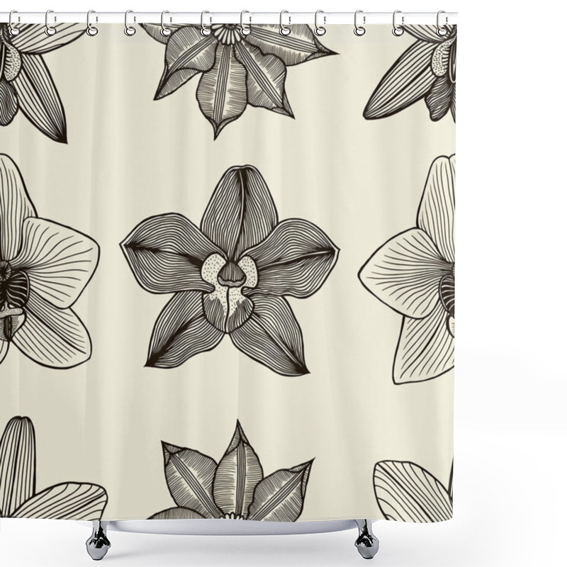 Personality  Doodle Flowers Seamless Pattern Shower Curtains