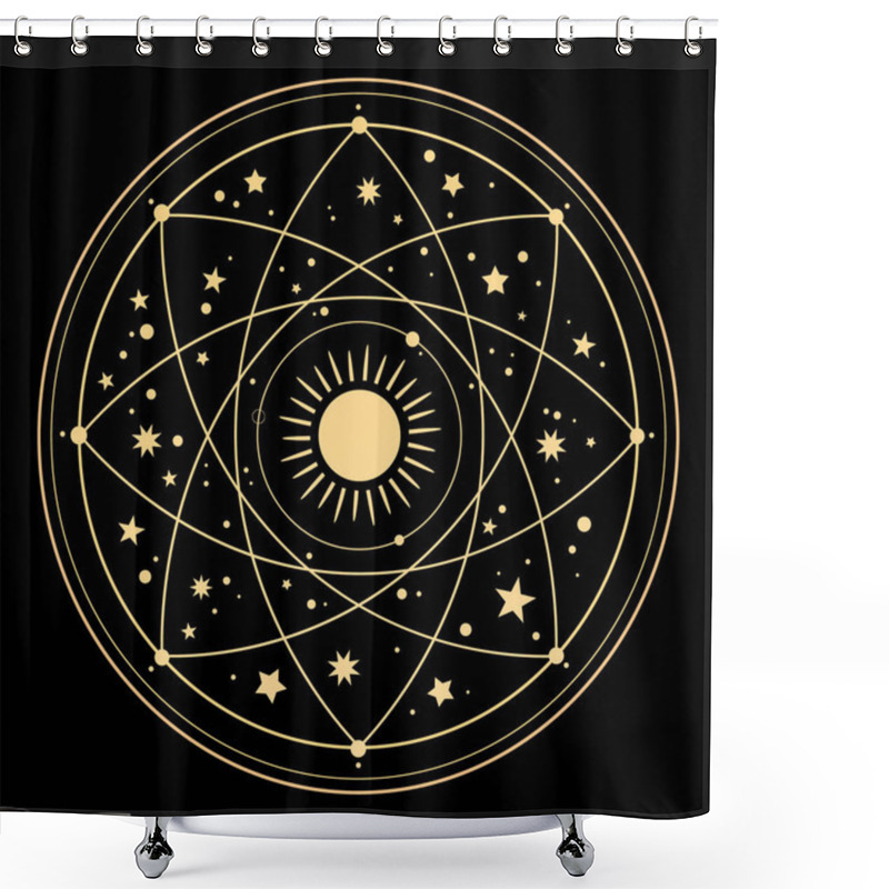 Personality  Cosmic Esoteric Composition Of Lines Of Symbols And Stars Shower Curtains