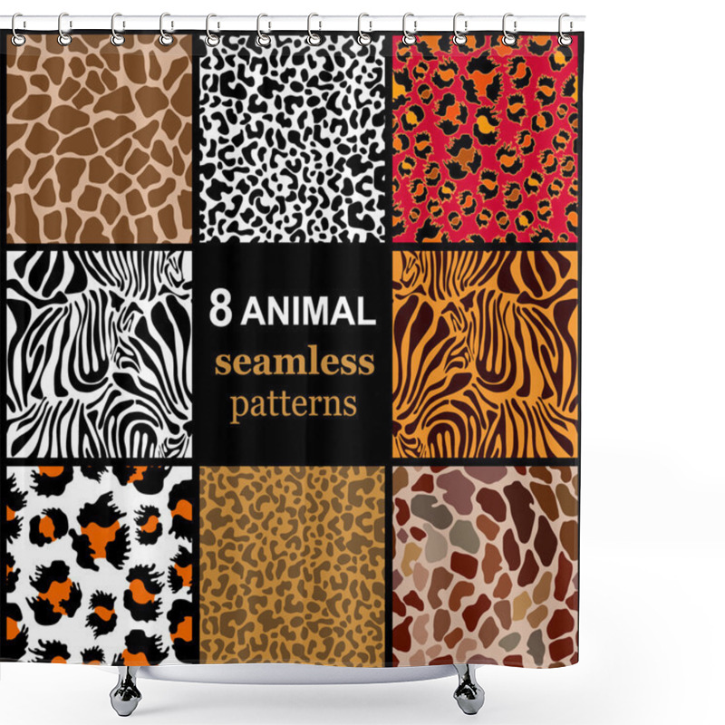 Personality  Set Of 8 Seamless Animal Patterns. Safari Textile Collection. Shower Curtains