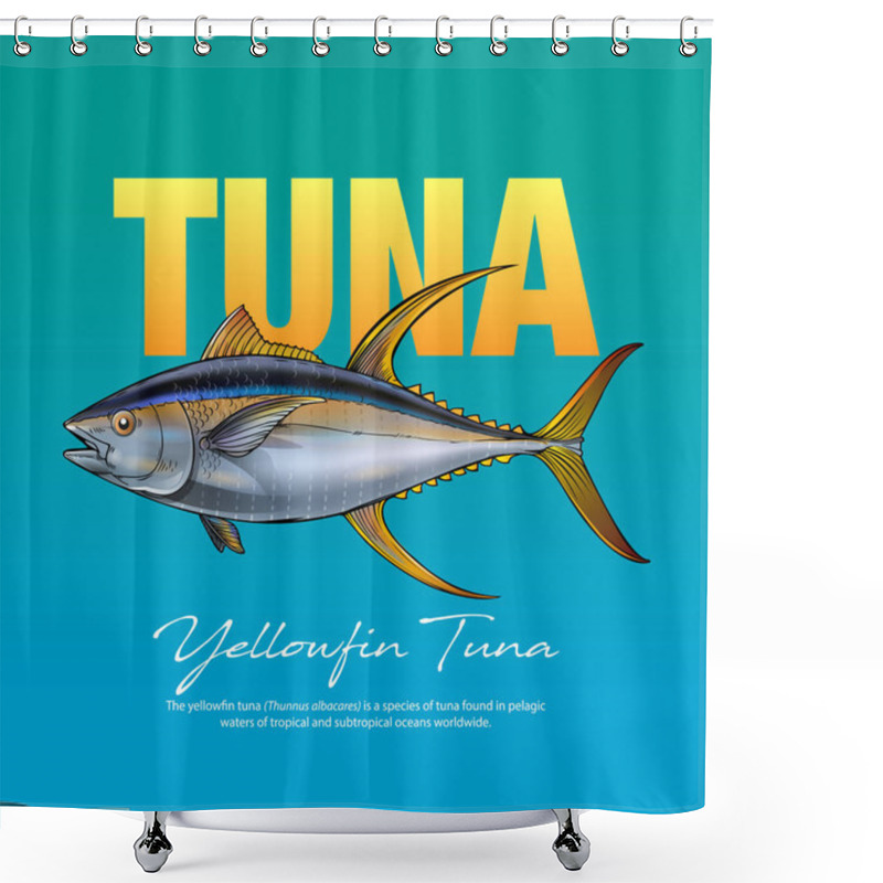 Personality  Vector Illustration Yellow Fin Tuna Shower Curtains