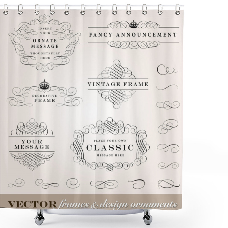 Personality  Vector Frame And Design Ornament Set. Shower Curtains