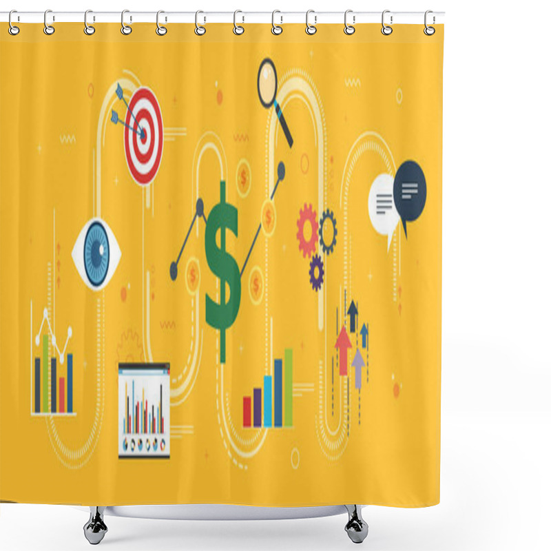 Personality  Growth Chart, Startup Sucess Concept With Icons.  Shower Curtains