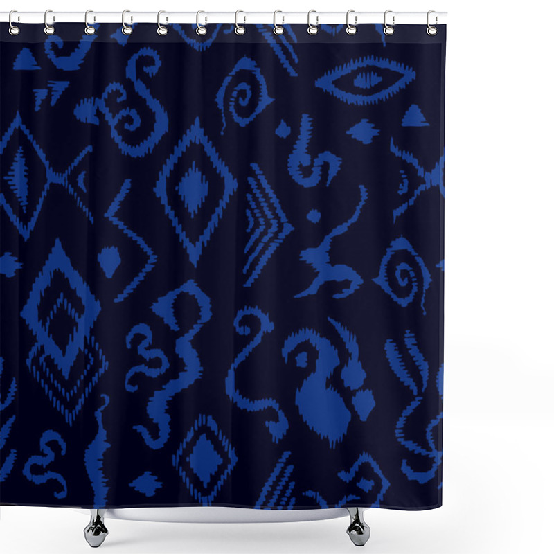 Personality  Bright Hand Drawn Ikat Pattern. African, Arabic, Indian, Indonesian Motifs Shower Curtains