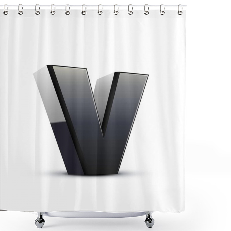 Personality  Lowercase Black Letter V Shower Curtains