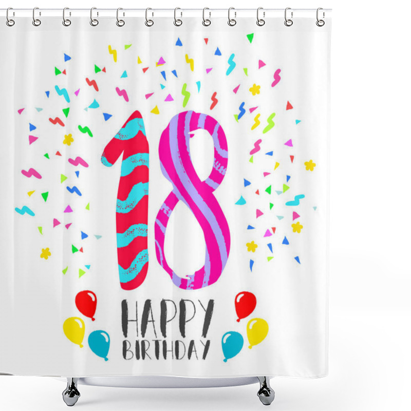 Personality  Happy Birthday For 18 Year Party Invitation Card Shower Curtains