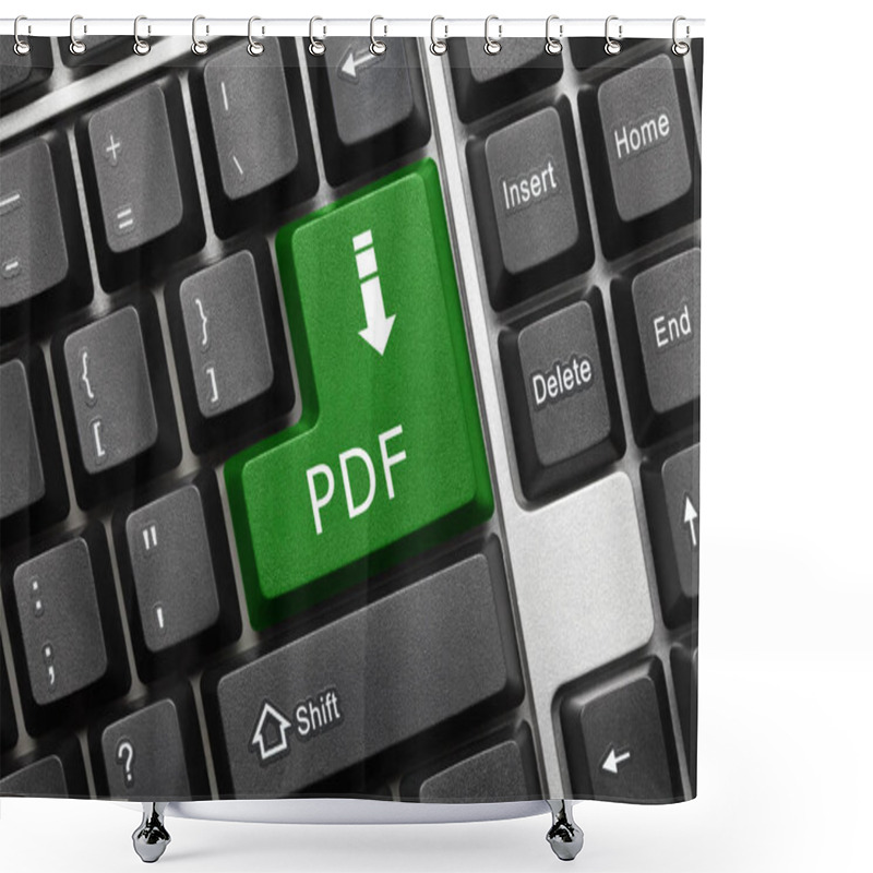 Personality  Close-up View On Conceptual Keyboard - PDF (green Key) Shower Curtains