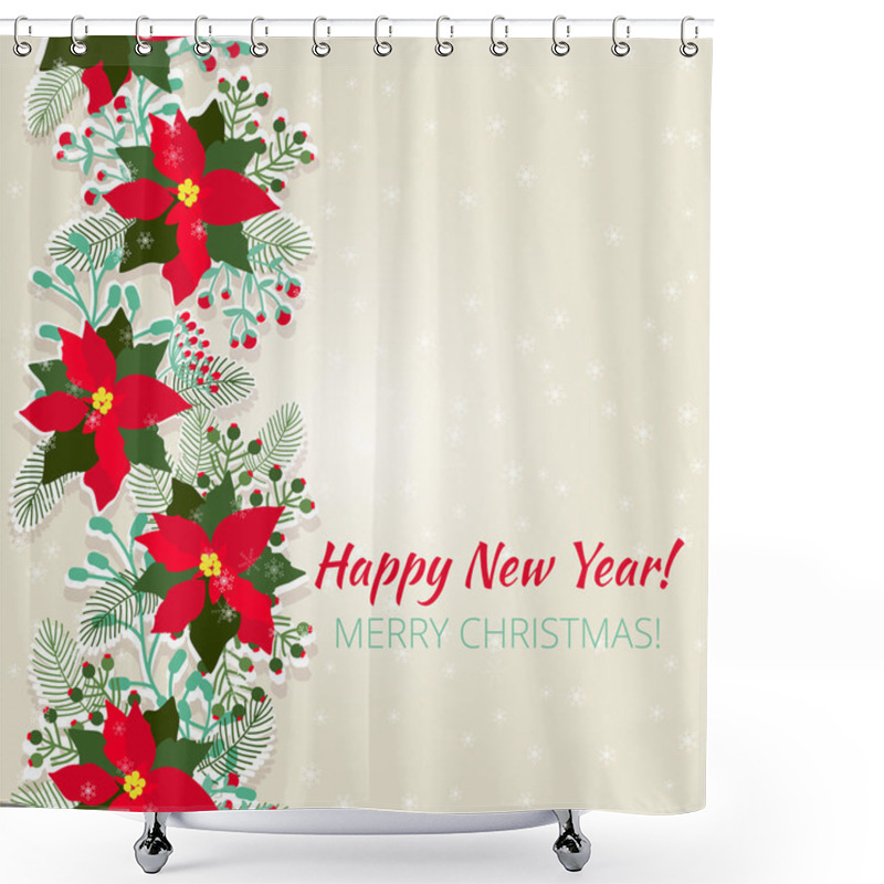 Personality  Merry Christmas And Happy New Year Card. Shower Curtains