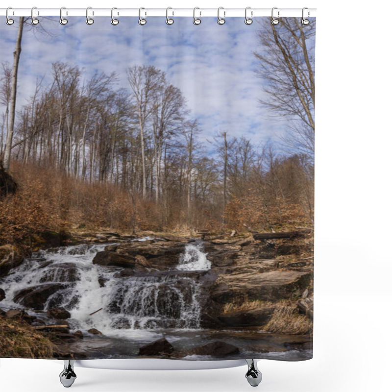 Personality  Mountain River With Stones In Forest  Shower Curtains