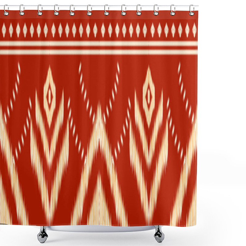 Personality  Beautiful Figure Tribal Thai Ikat Pattern Traditional Background.red And Cream Tone.Aztec Style,embroidery,abstract,vector Illustration.design For Texture,fabric,clothing,wrapping,print,carpet. Shower Curtains