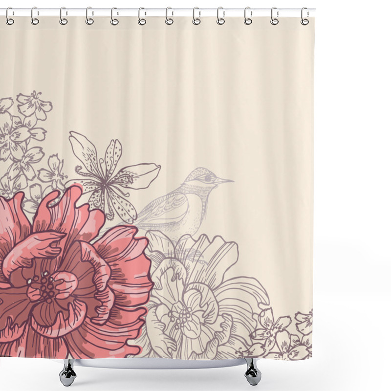 Personality  Hand Drawn Botanical Theme Card Shower Curtains