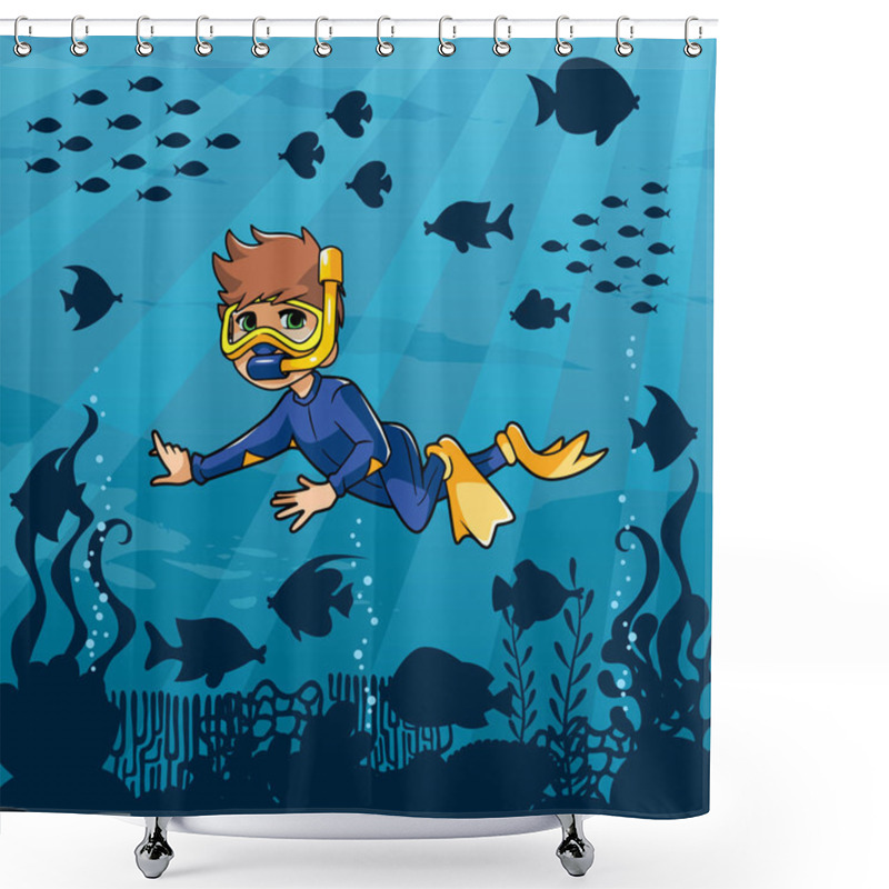 Personality  Diver Boy Undersea  Shower Curtains