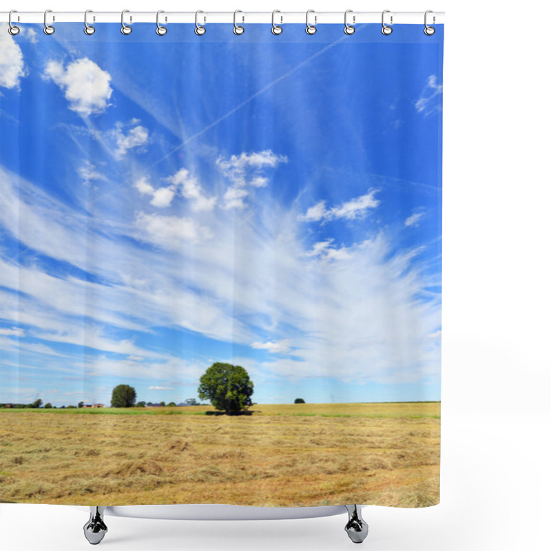 Personality  Summer Field With Trees Shower Curtains