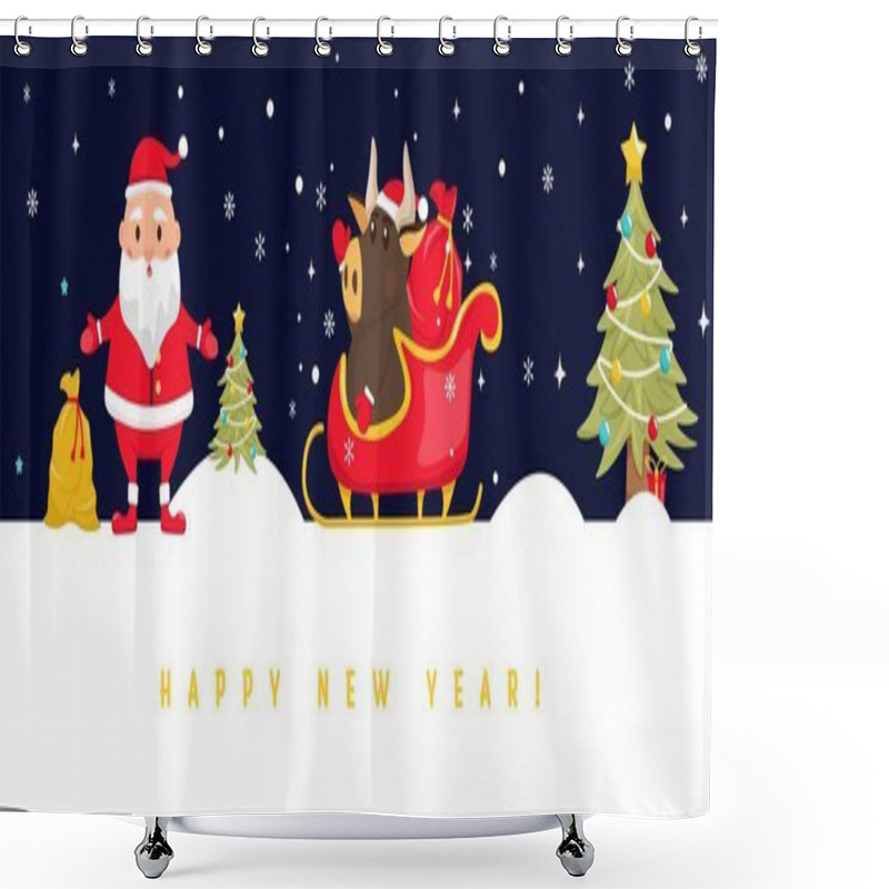 Personality  New Year Postcard Shower Curtains