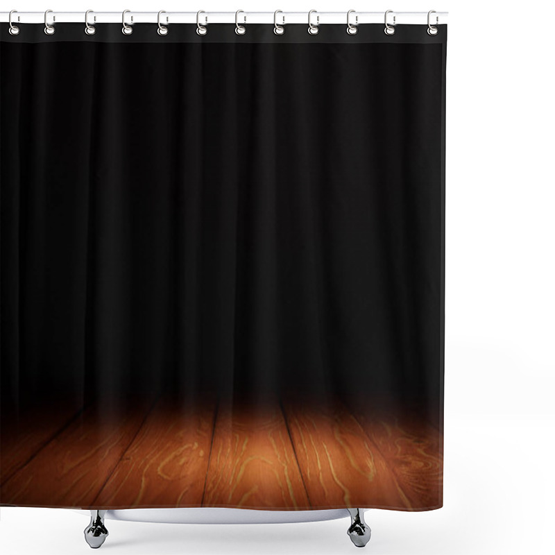 Personality  Orange Striped Wooden Background On Black Shower Curtains