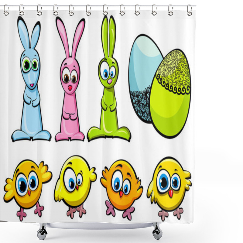 Personality  Easter Set - Chickens, Rabbits And Eggs Shower Curtains