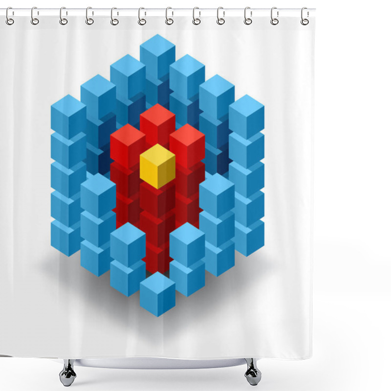 Personality  Blue Cube Logo With Red Segments Shower Curtains