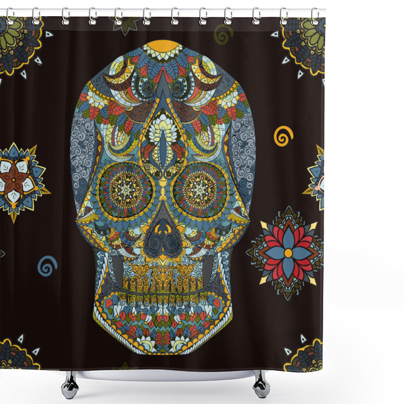 Personality  Hand Drawn Human Skull Shower Curtains