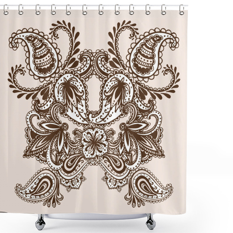 Personality  Hand-Drawn Henna Mehndi Abstract Mandala Flowers Shower Curtains