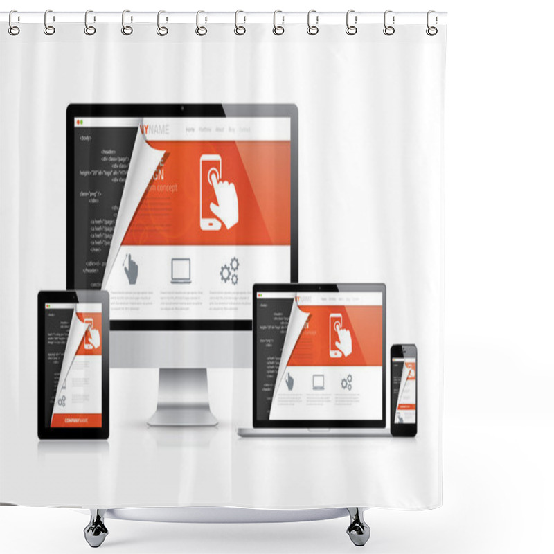 Personality  Modern Web Design Computer Developers Coding Workspace Vector Shower Curtains