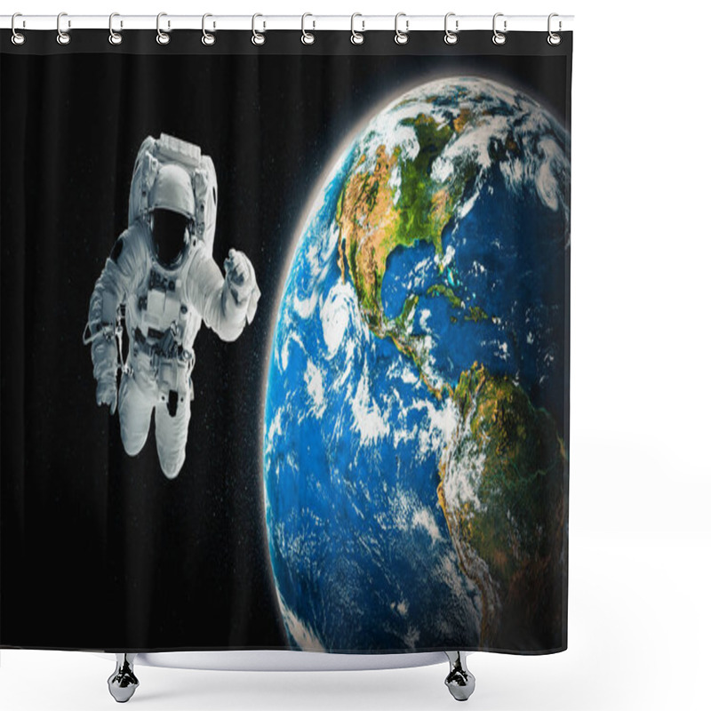 Personality  Astronaut Spaceman Do Spacewalk While Working For Space Station Shower Curtains