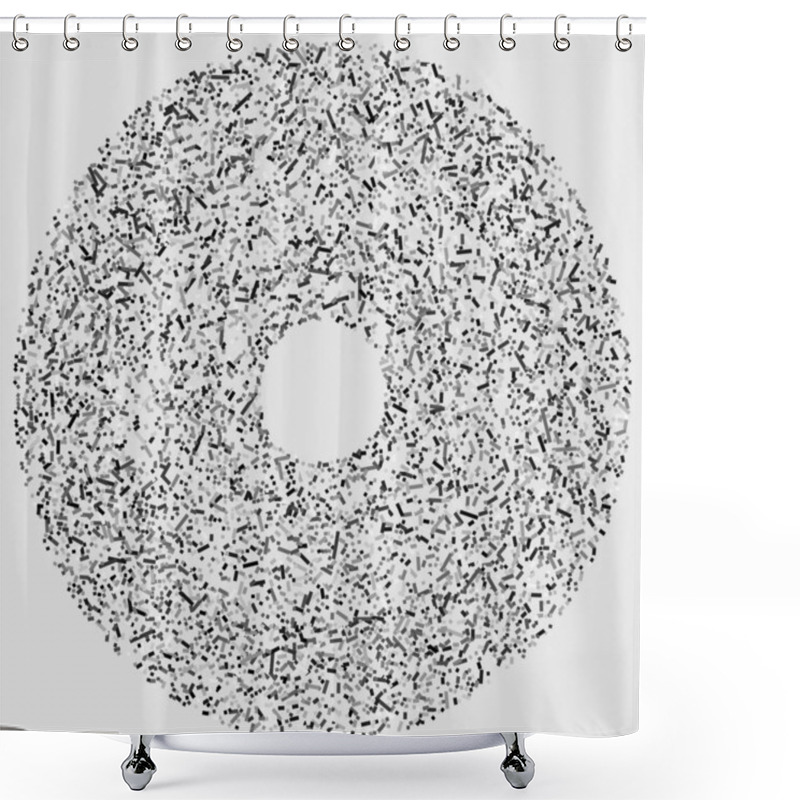 Personality  Grayscale Random Squares In Circle Formation Abstract Geometric Element. Circle, Circular Mosaic Shower Curtains