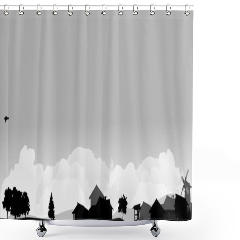 Personality  Landscape With Trees And Village Shower Curtains