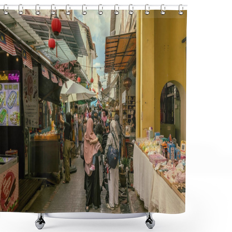 Personality  Malaysian People On The Concubine Lane Historical Street In Ipoh Malaysia Shower Curtains