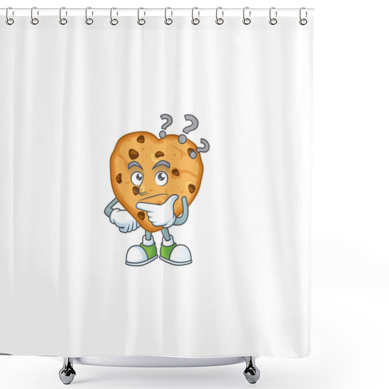 Personality  Cute Chocolate Chips Love Cartoon Character Using A Microphone Shower Curtains