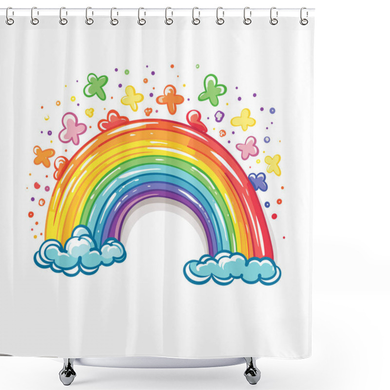 Personality  Rainbow. Rainbow Hand-drawn Comic Illustration. Vector Doodle Style Cartoon Illustration Shower Curtains