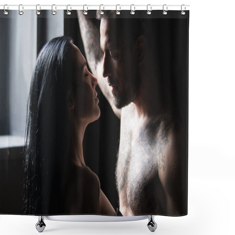 Personality  Lovely Sexy Couple. Shirtless Muscular Man Embracing Kissing Girlfriend. Young Couple In Love. Sexy Passionate Couple Hugging. Sensual Couple Posing Together In Studio. Handsome Young Lovers. Shower Curtains