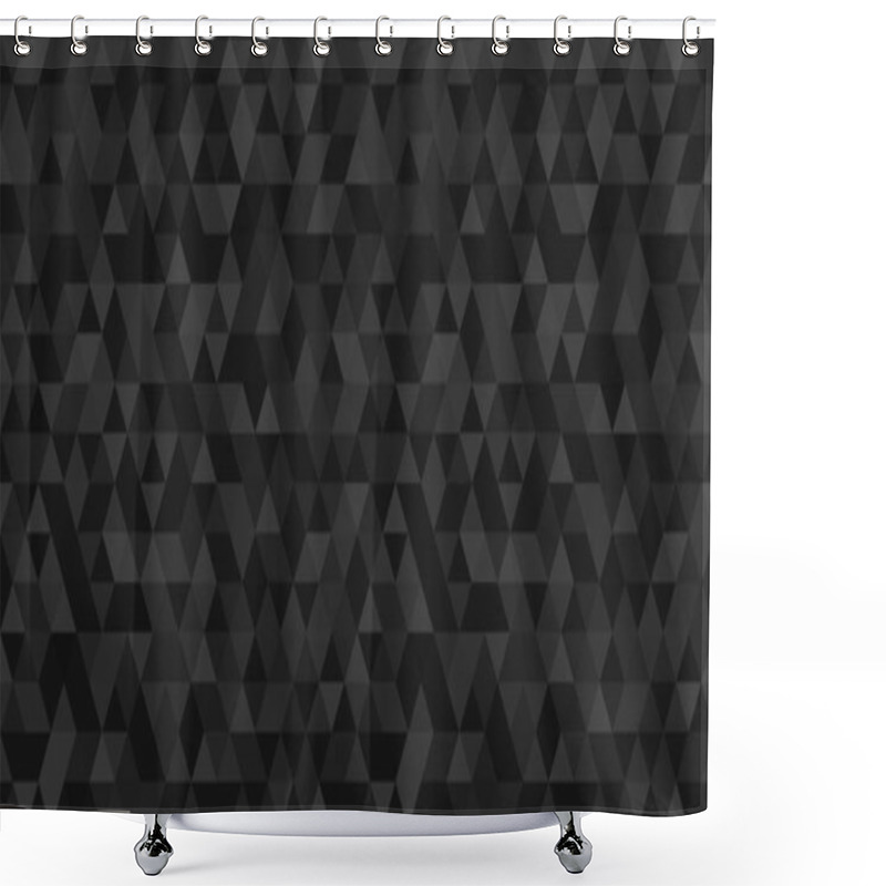 Personality  Dark Black Geometrical Mosaic Abstract Seamless Backround. Black Triangular Low Poly Style Pattern. Vector Illustration Shower Curtains