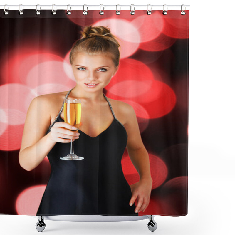 Personality  Woman With Champagne Shower Curtains